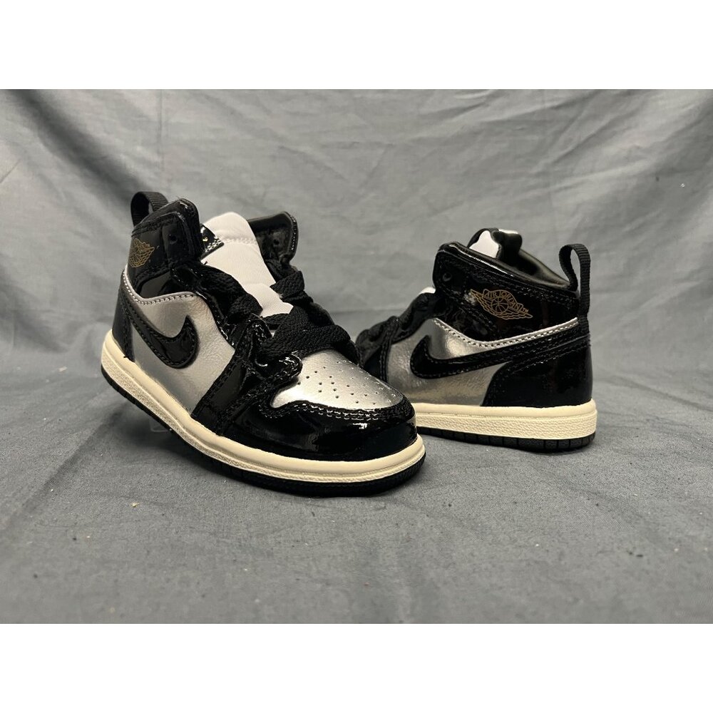 Nike Jordan 1 Mid SE (TD) Sneakers Silver Black Toddlers Size 7 NEW NO BOX!